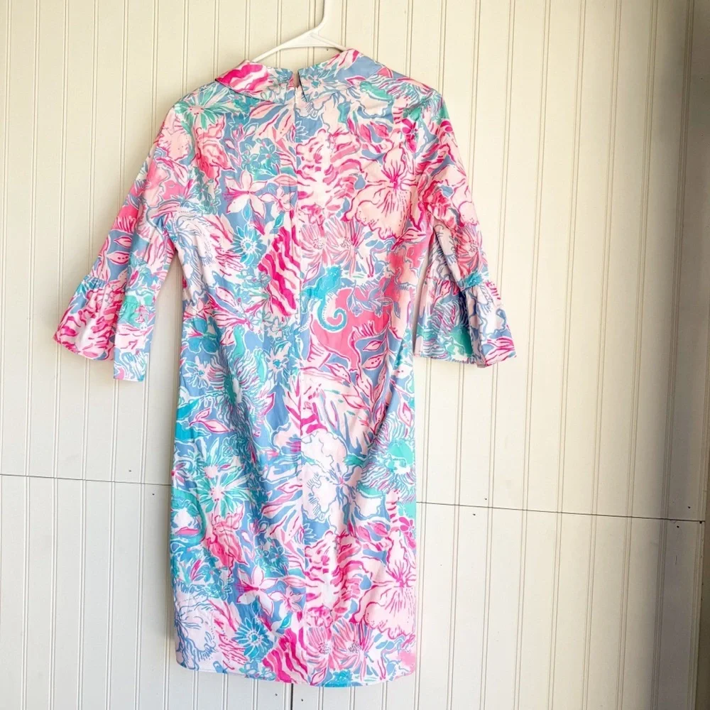 Lilly Pulitzer Sz 2 Collared Ginger Stretch Dress in Blue Peri Viva La Lilly NEW - Picture 8 of 8